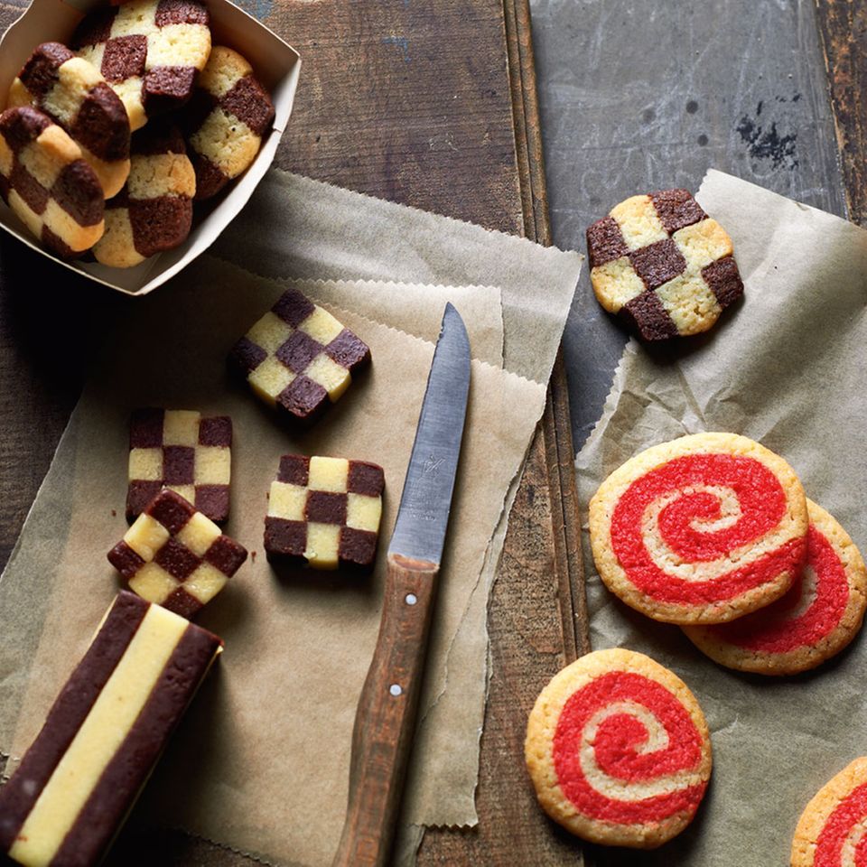Pinwheels und Checkerboard Cookies