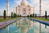 Der Taj Mahal, das beeindruckendste Bauwerk der Liebe, ...