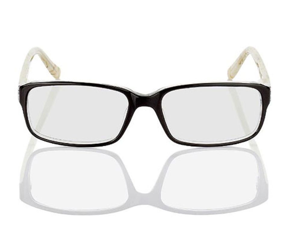 Brille schwarz transparente Bügel