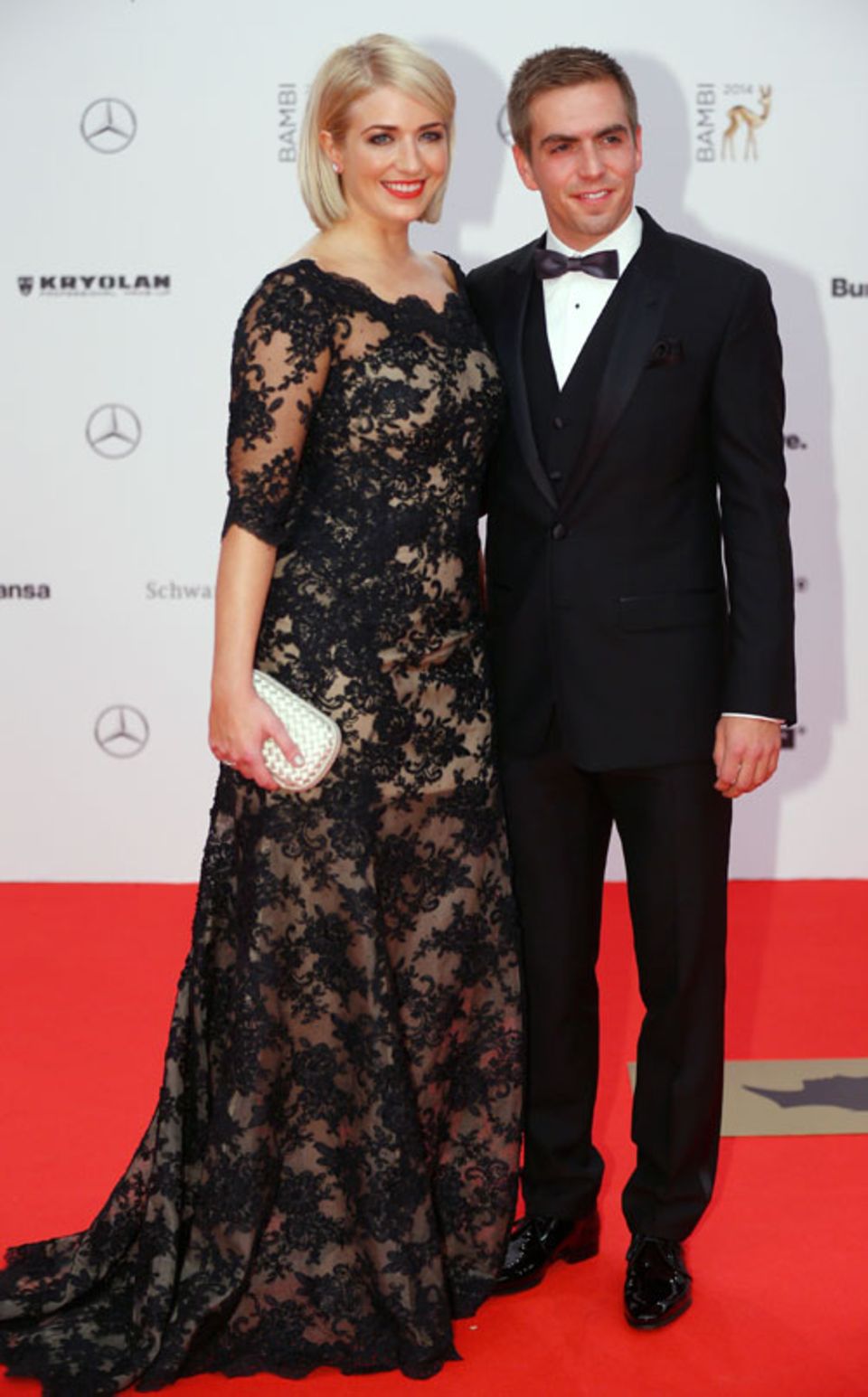 Fußball-Star Philipp Lahm kam in Begleitung seiner Ehefrau und wurde, zusammen mit seinem Teamkollegen Miroslav Klose, mit dem Ehrenpreis der Jury ausgezeichnet.