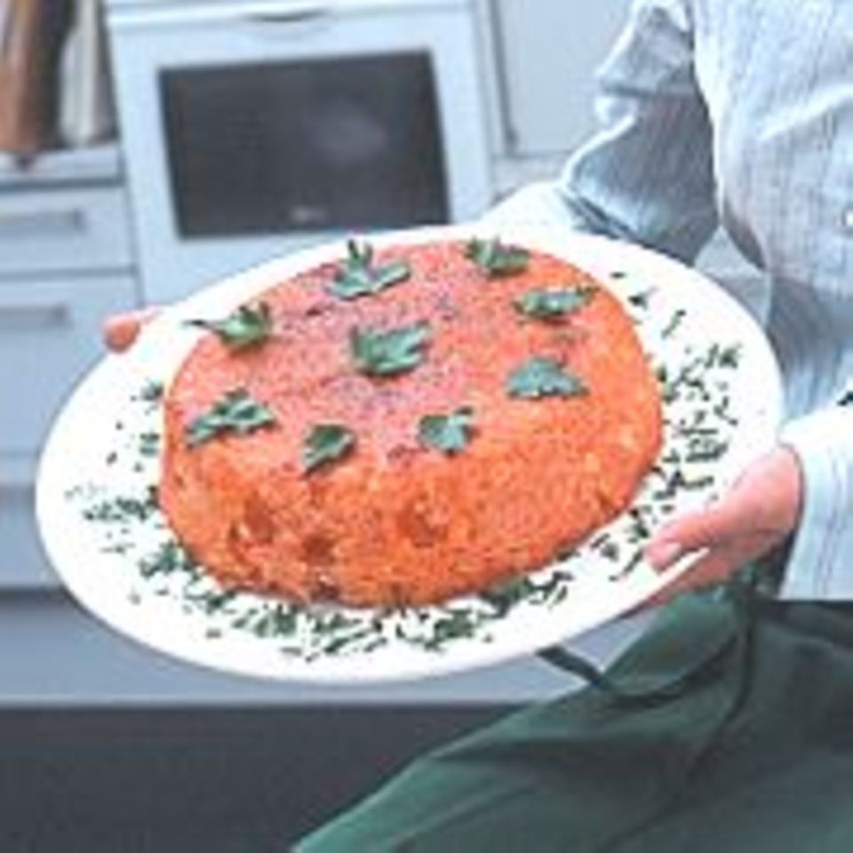 Reiskuchen mit Hacksoße - Estamboli polo