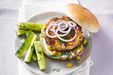 Fisch-Burger mit Mais