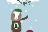 Weihnachtskarte "Schaf und Schneemann"