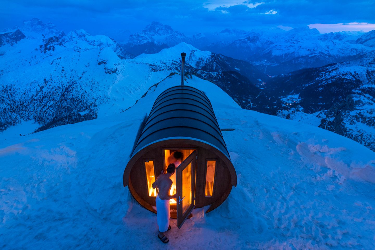 Sauna in the Sky, Monte Lagazuoi, Cortina, italienische Alpen