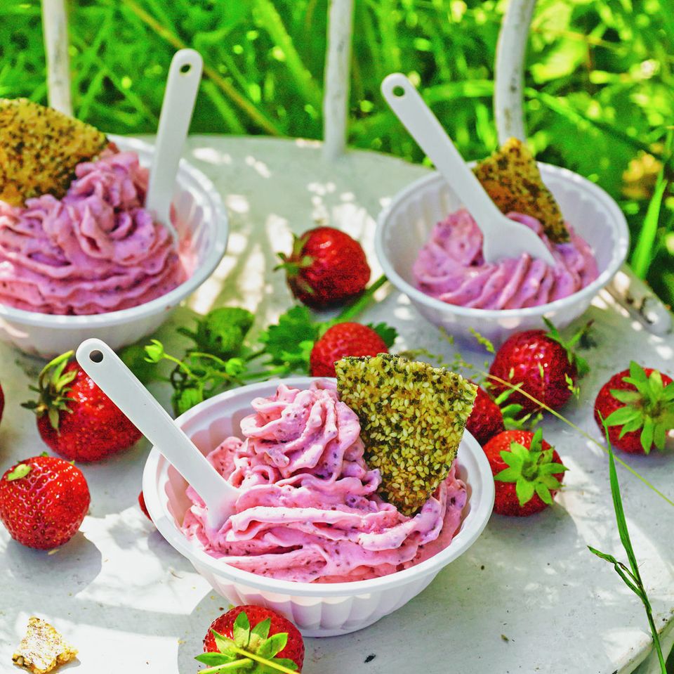 Erdbeer-Frozen-Joghurt mit Chia