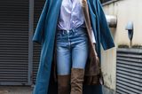 Jeanslooks aus Mailand: Jeans mit Overknee-Stiefeln