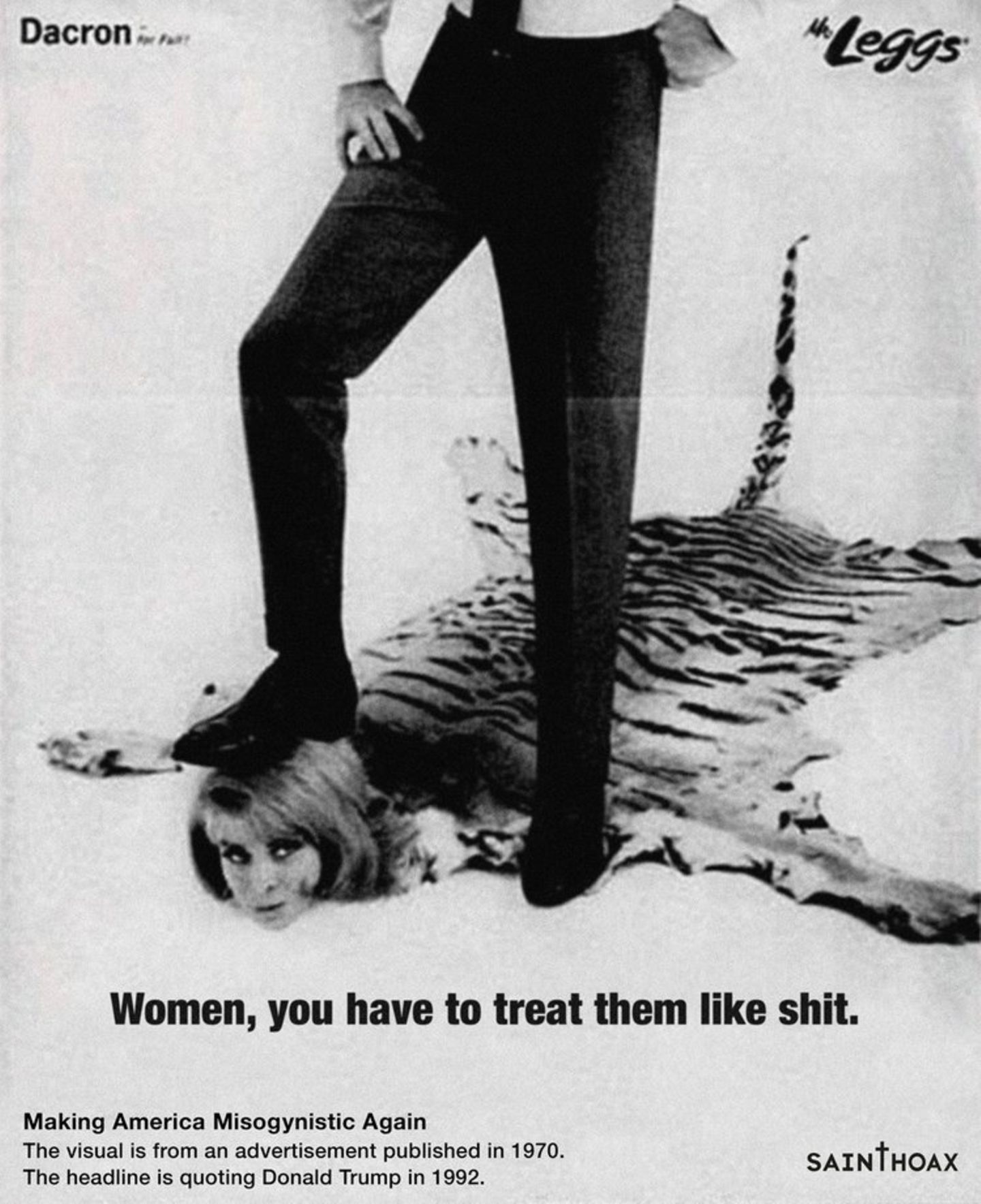 Diese Anzeige für Männerhosen ist von 1970 - und wie gemacht für Trumps berüchtigtes Zitat "Frauen musst du wie Scheiße behandeln."