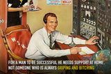 "Damit ein Mann erfolgreich ist, braucht er zu Hause Unterstützung, nicht jemanden, der dauernd jammert und schimpft", erklärte Trump 1997. Die "Schlitz"-Bier-Werbung zum Zitat ist von 1952.