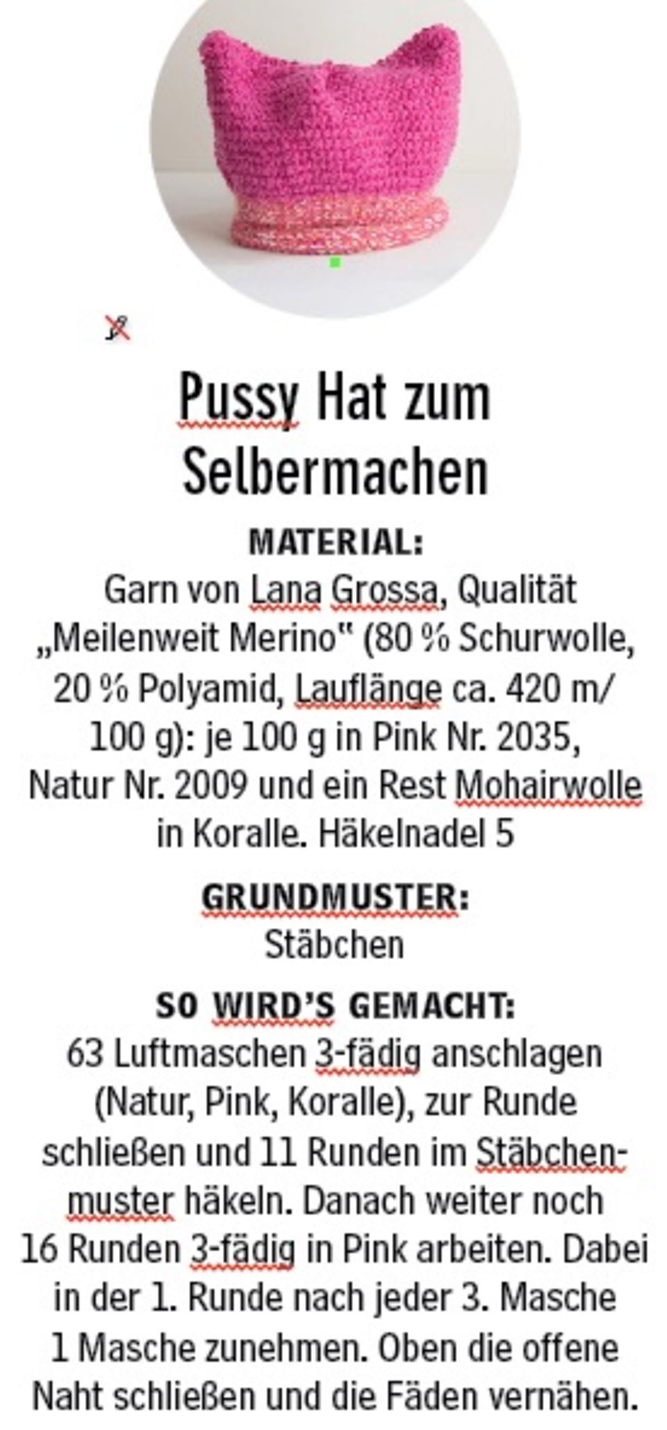 Pussy Hat, Anleitung