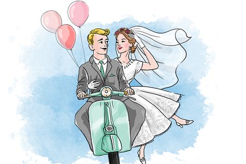 Ehetipps aus den 50ern: Paar auf Roller