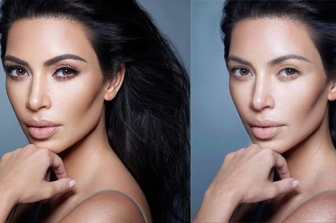 Kim Kardashian mit und ohne Make-up