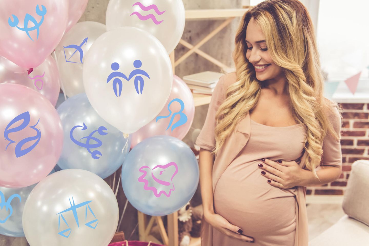 Welches Sternzeichen wird 2018 schwanger: Frau mit Ballons