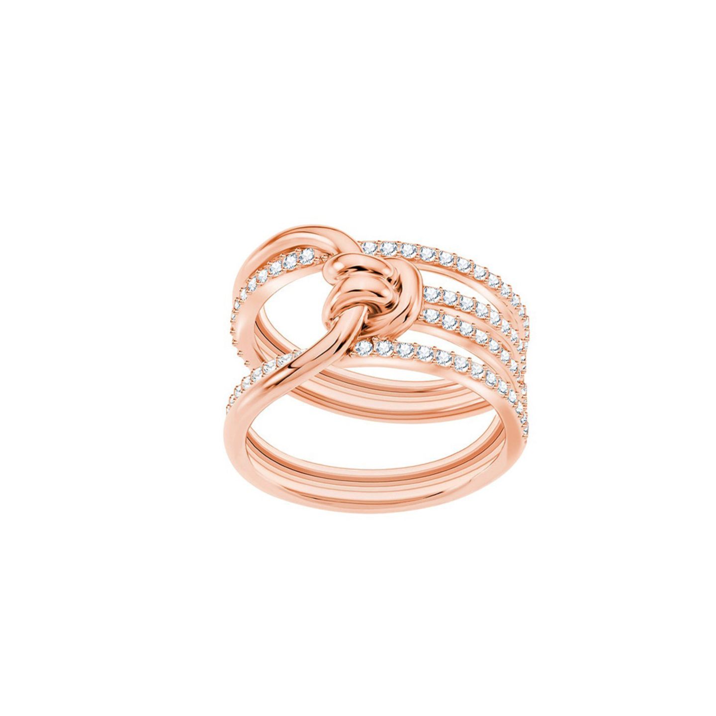 Dieser Ring vereint gleich zwei große Schmucktrends: Die Farbe Roségold und süße Knotendetails. Erhältlich über Swarovski, um 120 Euro.