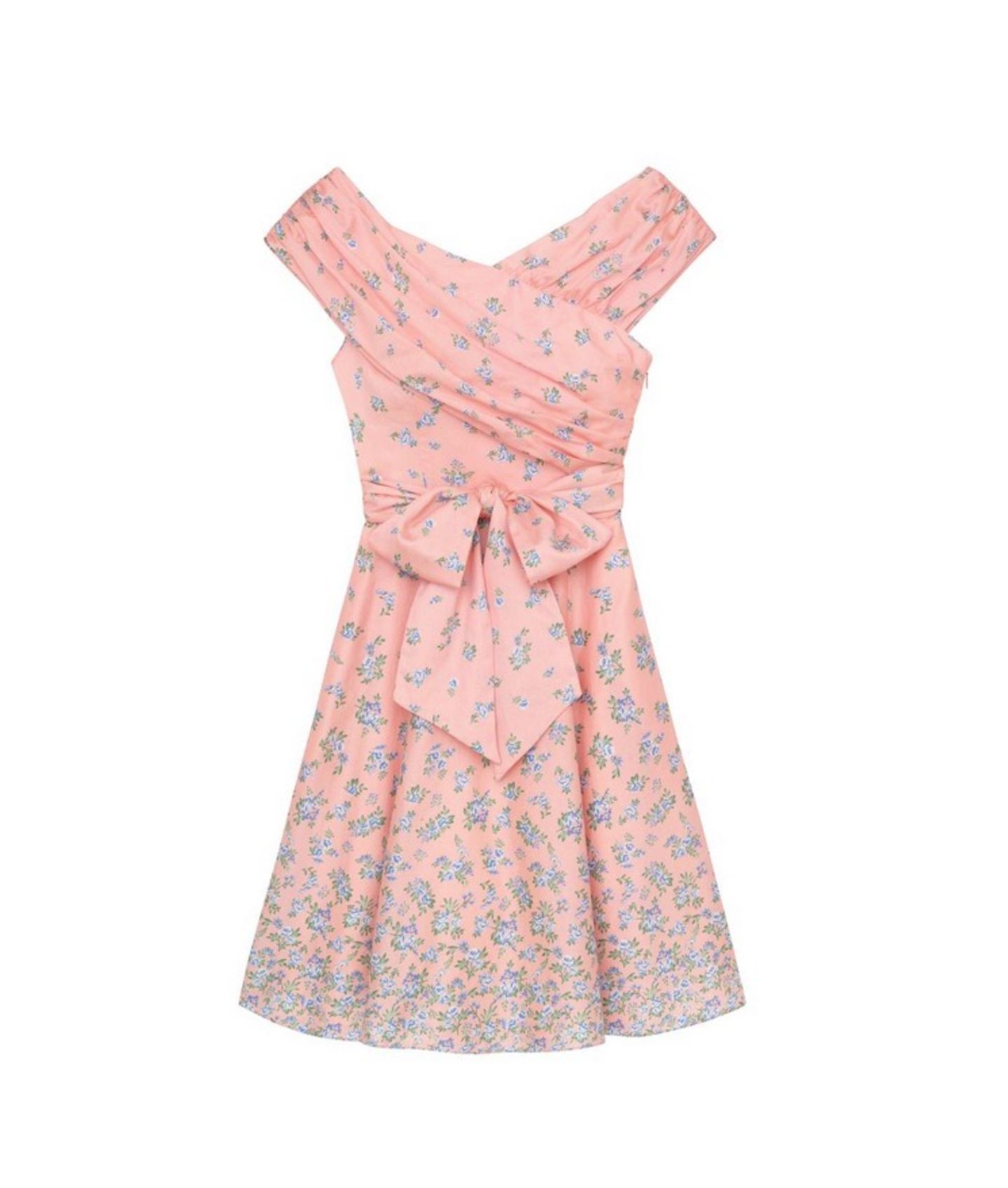 Midikleid mit kleinem Blumenmuster und großer Zierschleife. Von Gal meets Glam, um 198 Dollar.
