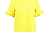 T-Shirt mit Volant-Ärmeln von Norr in Gelb