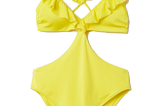 Gelber Badeanzug mit Volants von H&M