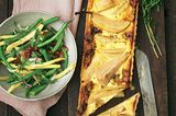 Birnen-Meerrettich-Tarte mit Bohnensalat