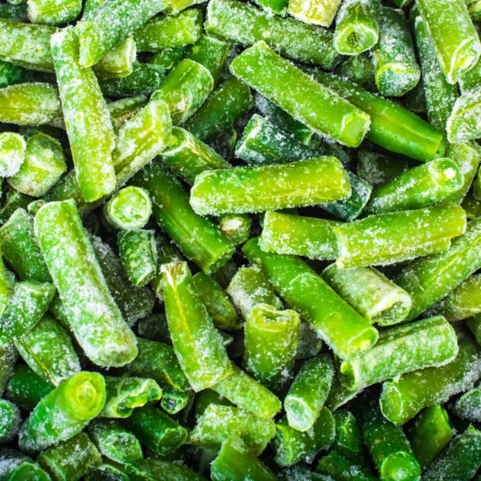Bohnen einfrieren: grüne, gefrorene Bohnen