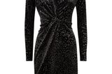Festliche Kleider: Schwarzes, glitzerndes Wickelkleid aus Samt von New Look