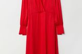 Neu in den Shops im Dezember: Rotes Kleid aus Jacquardstoff von H&M