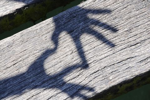 Karmische Liebe: Die Schatten zweier Hände formen ein Herz