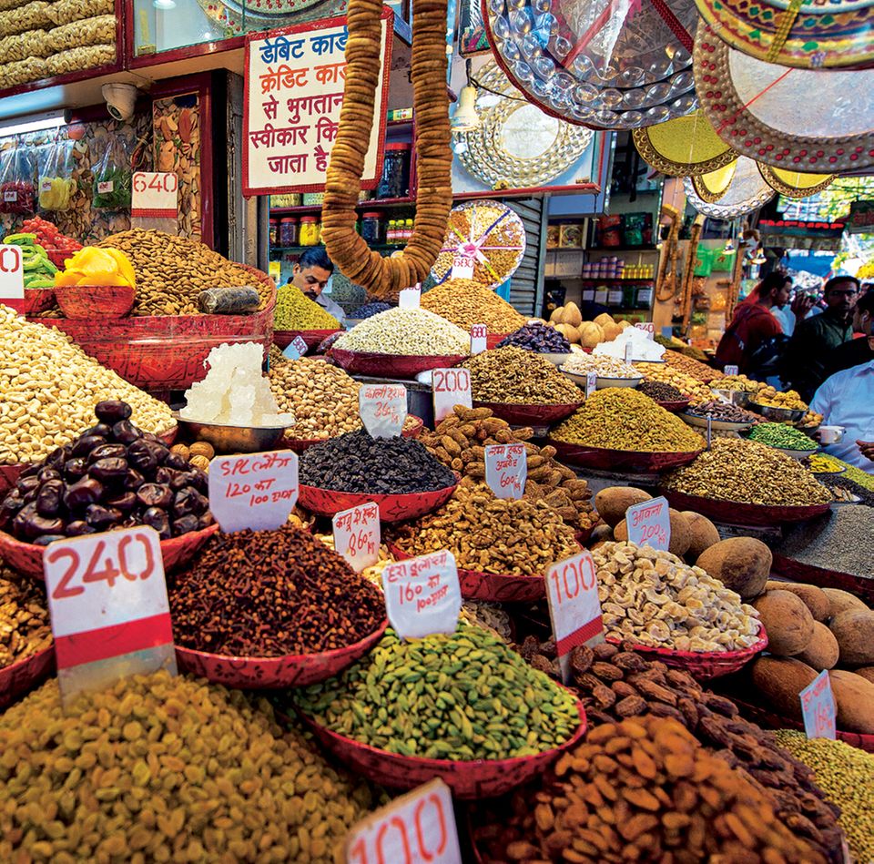 Rajasthan: Bild von dem Gewürzmarkt in Delhi