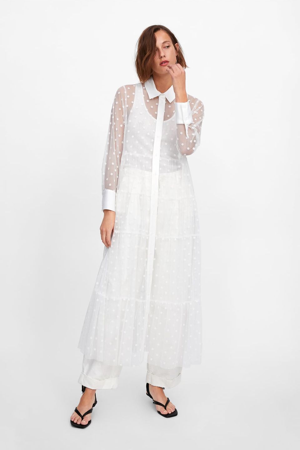 Weiße Frühlingskleider: Durchsichtiges Maxi-Kleid