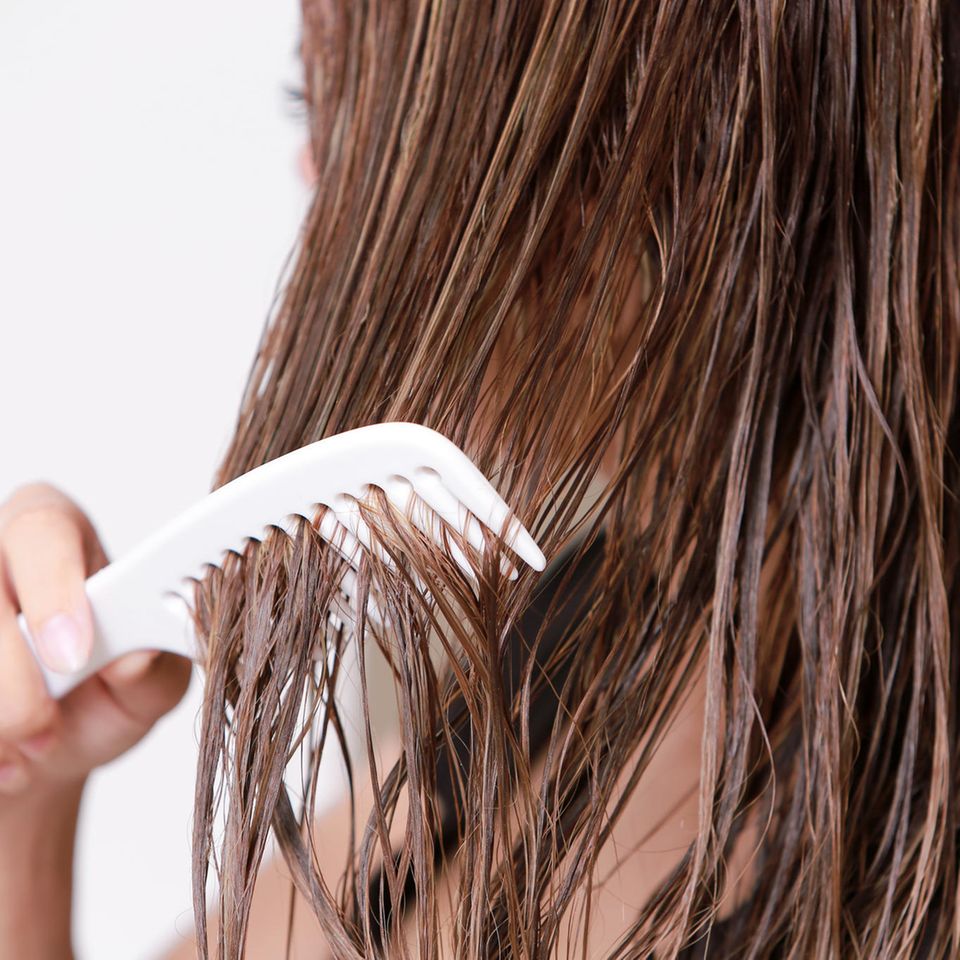 Wahr! Nach dem Waschen sind unsere Haare viel empfindlicher – wildes Kämmen und Bürsten reißt daher unnötig viele Haare aus und führt zu Haarbruch. Gute Alternative: Die Haare antrocknen lassen und dann mit einem groben Kamm sanft entwirren.