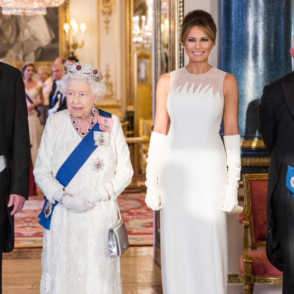 Staatsbankett: Queen Elisabeth I mit Donald und Melania Trump, Prinz Charles und Herzogin Camilla