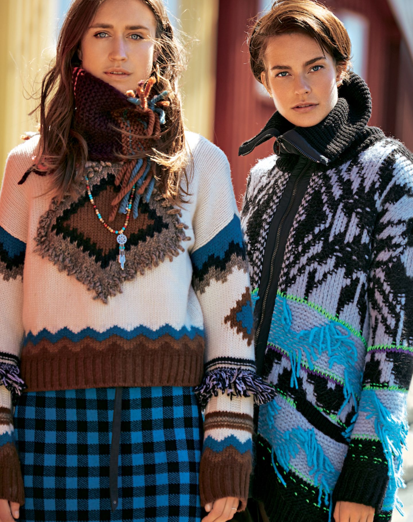 Modetrends Herbst/Winter 2019: Zwei Outfits mit Wollpullovern