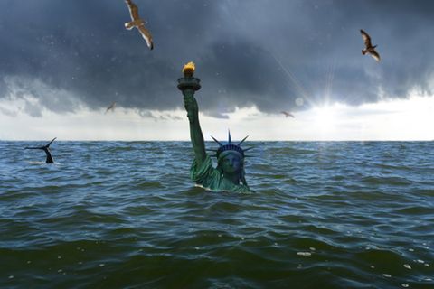 Klimawandel Freiheitsstatue überschwemmt