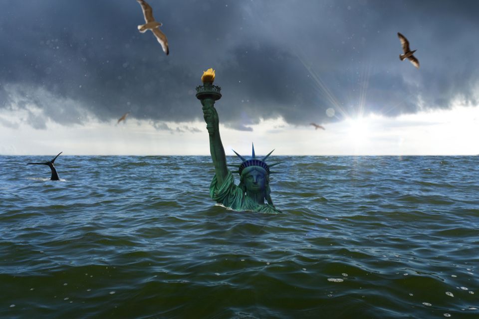 Klimawandel Freiheitsstatue überschwemmt