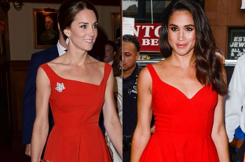 Meghan Markle + Herzogin Kate: Kate Middleton und Meghan Markle in roten Kleidern