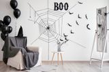 Halloween Deko basteln: Spinnennetz aus schwarzer Schnur