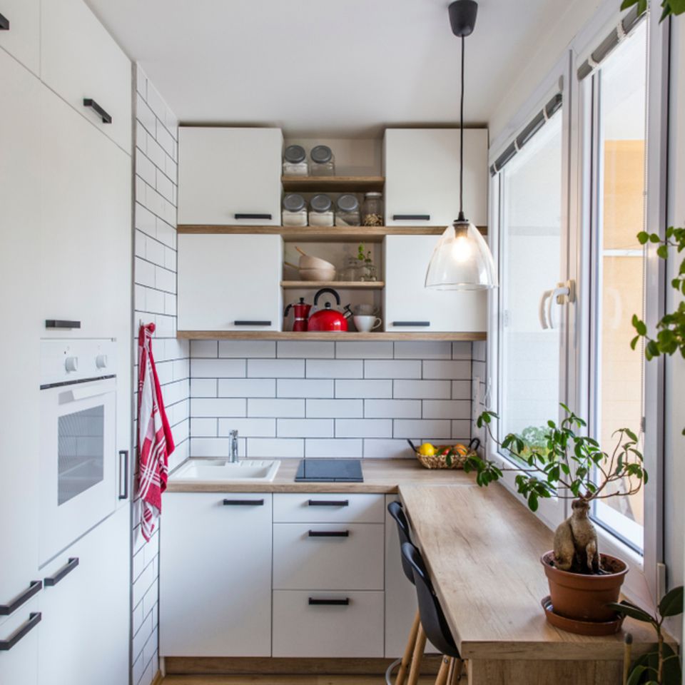 Wohnküche Ideen: Kleine Küche mit Theke
