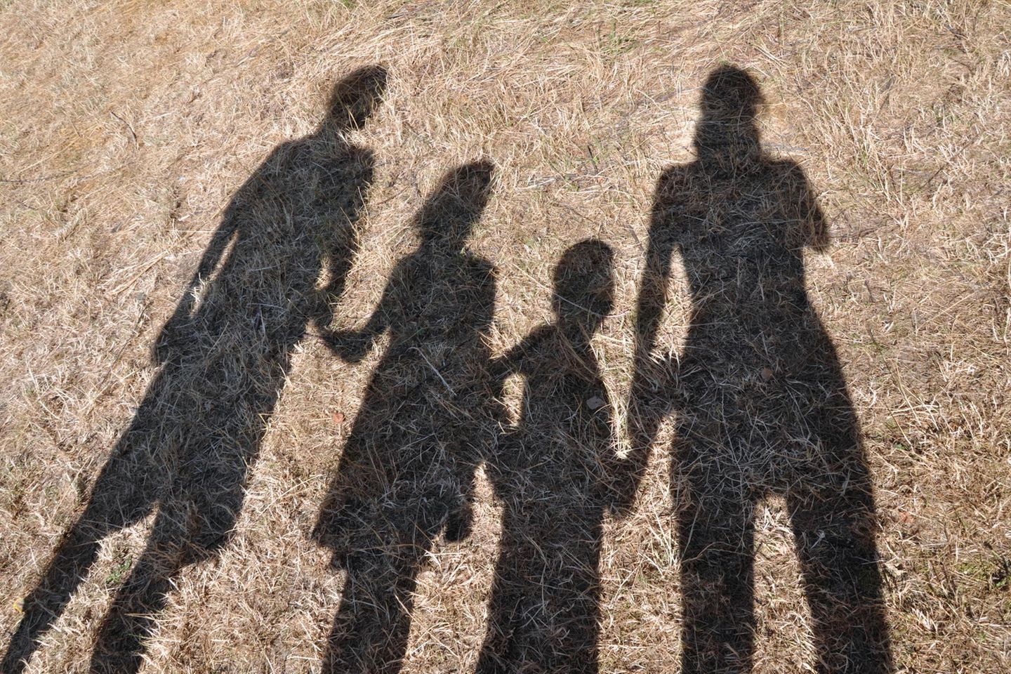 Co-Parenting: Schatten von Vater, Mutter und zwei Kindern