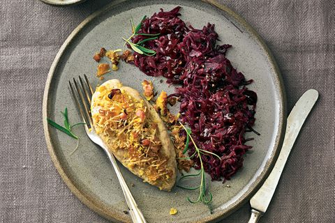 Knusperhähnchen mit Rotkohl