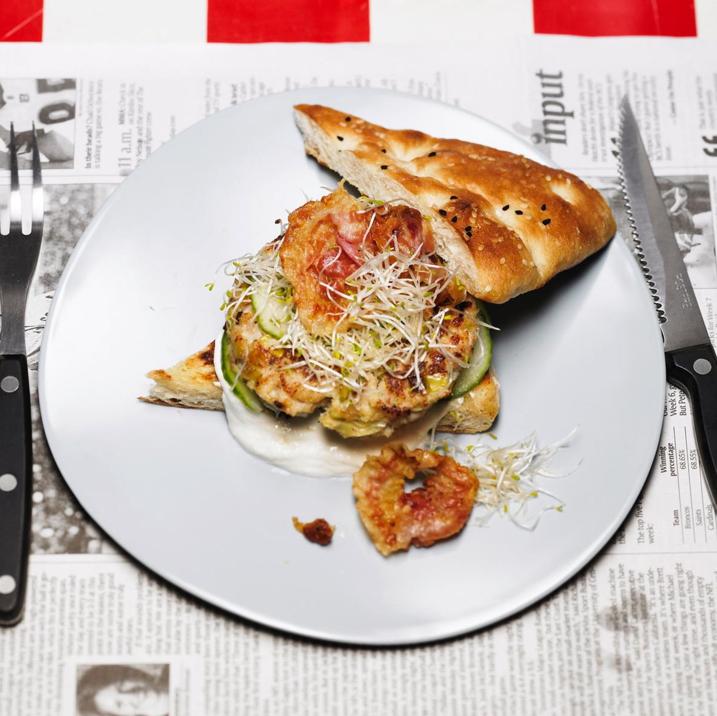 Fisch-Burger mit Fladenbrot