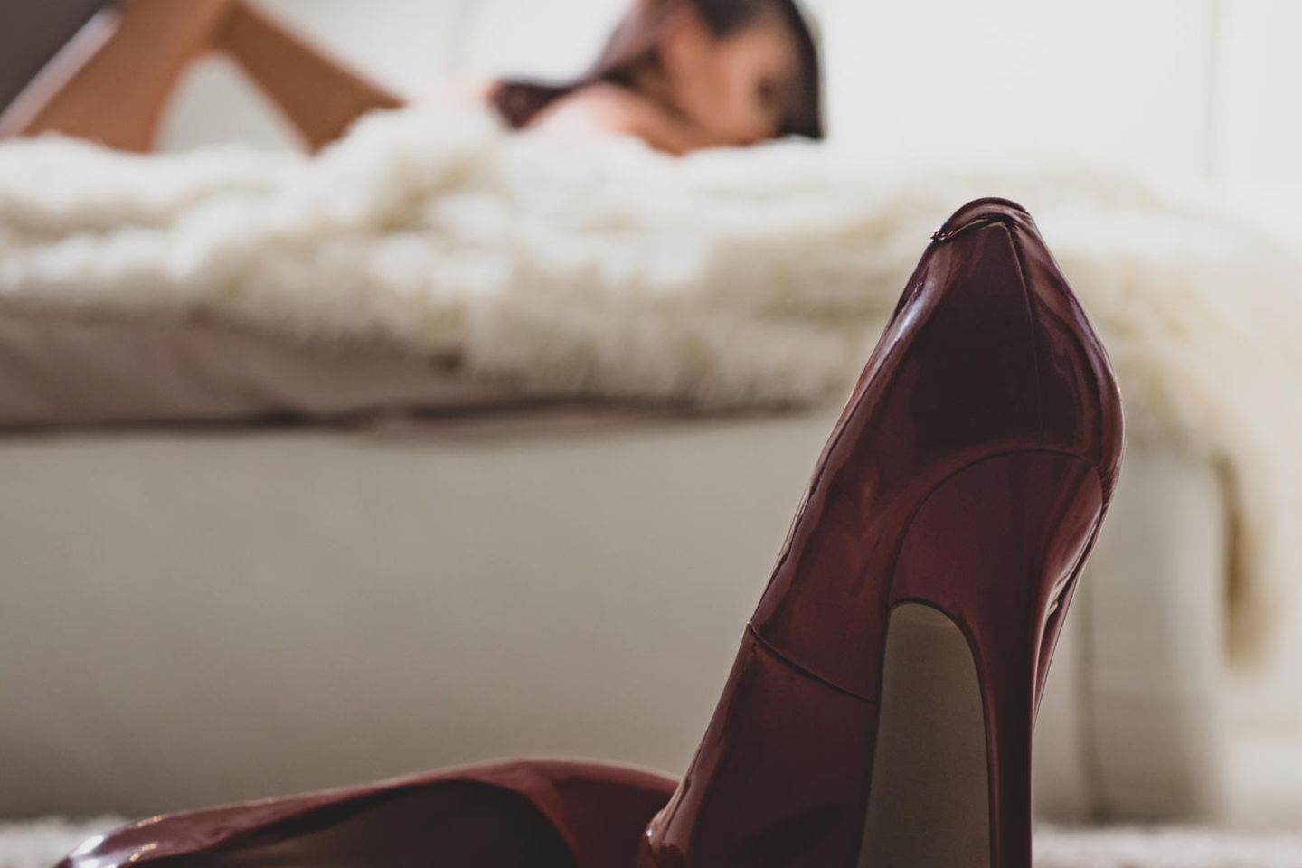 Pumps Hoch Oben Frau Bett Kleidung