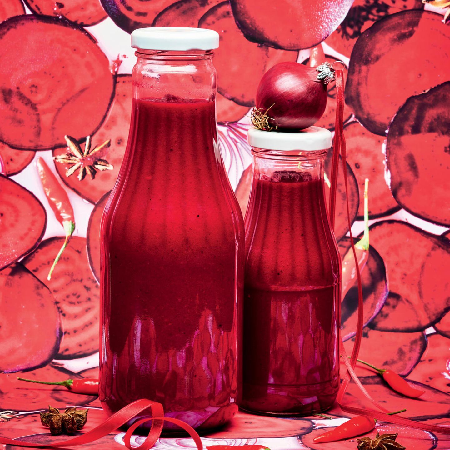 Rote-Bete-Ketchup mit Ingwer und Knoblauch