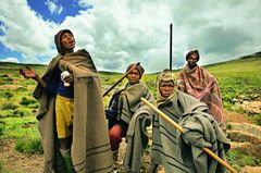 Drakensberge: Südafrika-Safari mal anders Drakensberge: Südafrika-Safari mal anders: Hirtenjungen mit Kletterhilfen