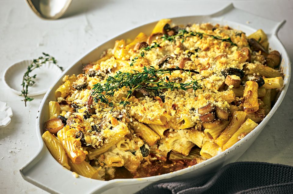 Tortiglioni-Auflauf mit Pilzen Tortiglioni-Auflauf mit Pilzen