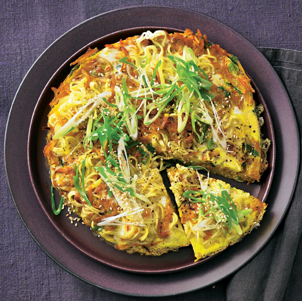 Kürbis-Lauchzwiebel-Omelette