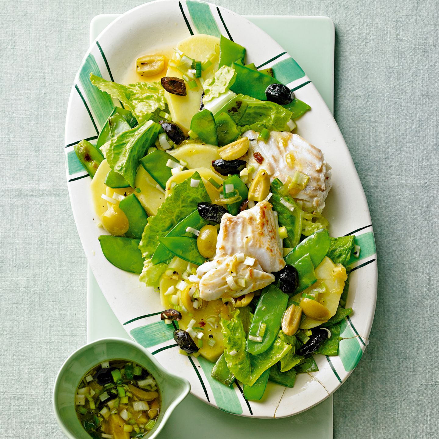 Warmer Kabeljausalat mit Oliven