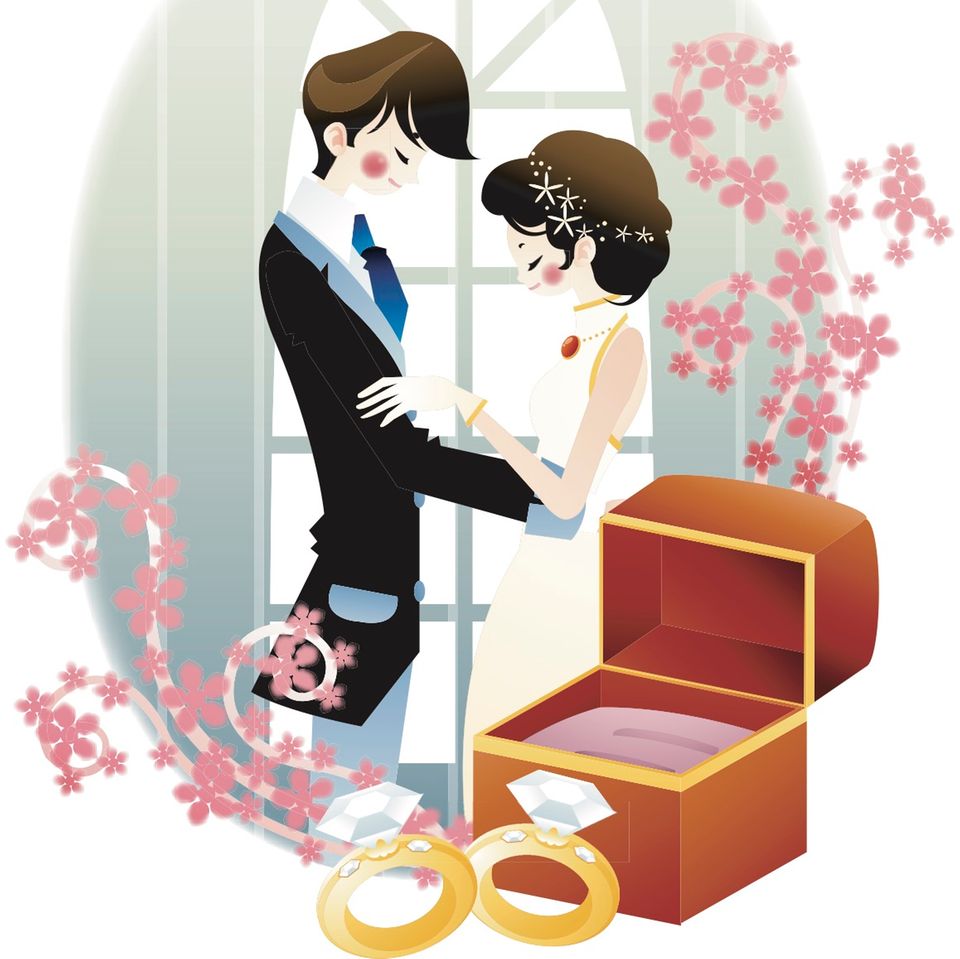 Horoskop: Illustration eines Brautpaares