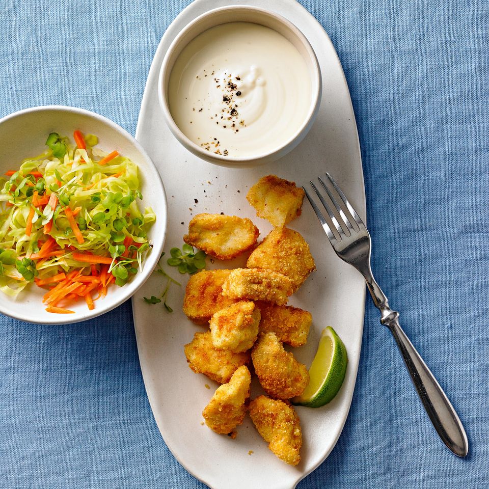 Fisch-Nuggets mit Sesam-Aioli