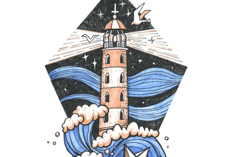 Leuchtturm-Tattoo - Gezeichneter Leuchtturm