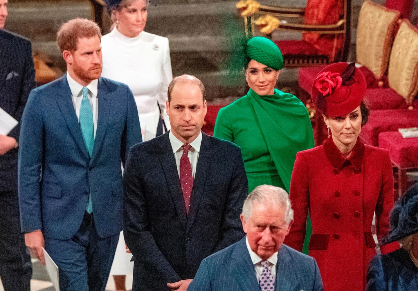 Meghan Markle: mit Herzogin Kate, Prinz Harry und Prinz William in der Kirche