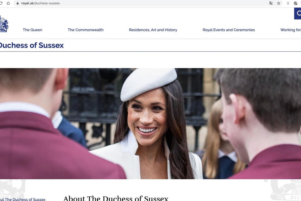 Das Profil von Herzogin Meghan ist auf der Palast-Website noch abrufbar (Stand: 3. April, 09:45 Uhr). Das Profil von Herzogin Meghan ist auf der Palast-Website noch abrufbar (Stand: 3. April, 09:45 Uhr).
