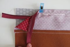 sew a pencil case: fabric parts lying on top of each other